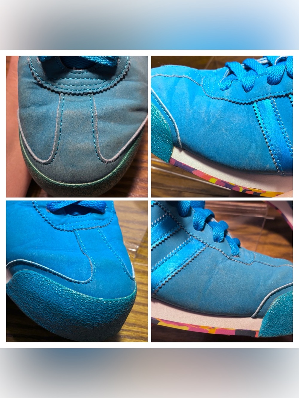Adidas Originals Samoa Rainbow Sole Sneakers Blue Women’s Size 9 Style G99508 - Picture 16 of 16